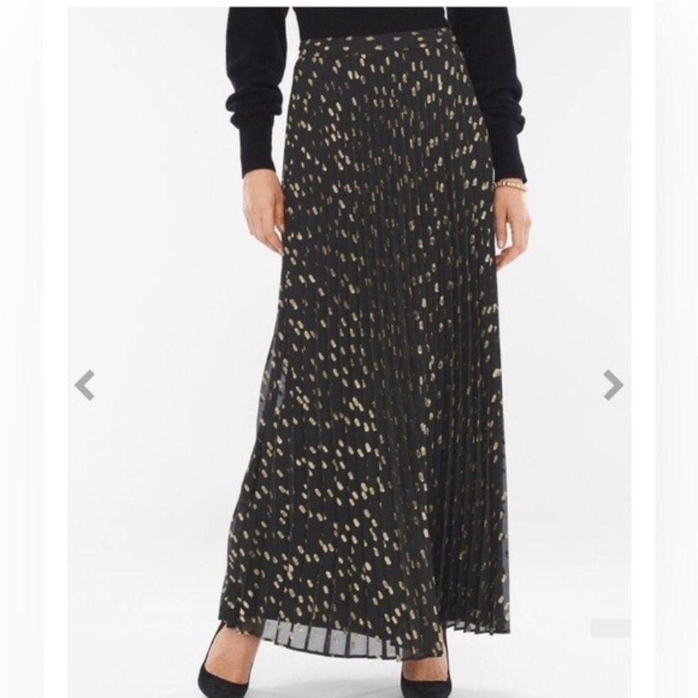 Chicos black sheer pleated Y3K Fairy long maxi whimsigoth holiday M skirt